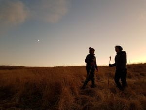 Clarissa + Nia on site dusk 3 Dec 2019