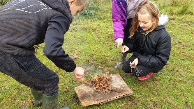Learning fire-making skills S